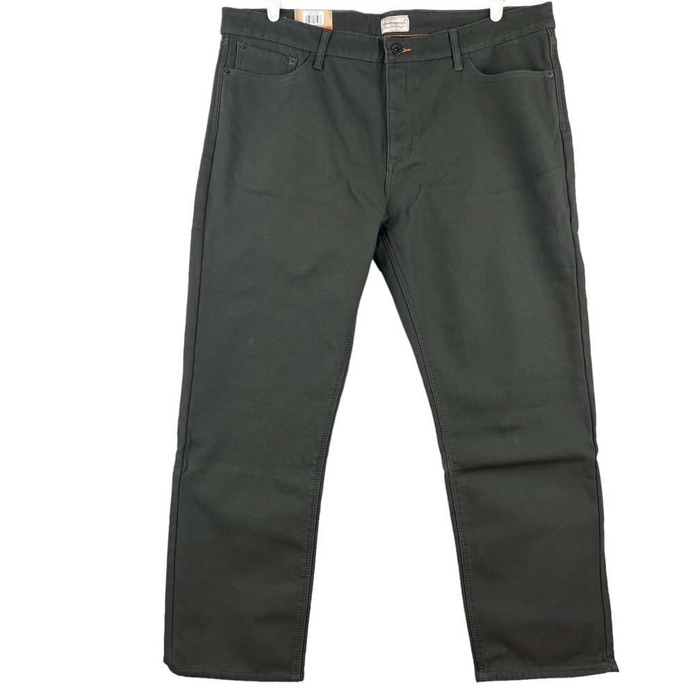 Weatherproof Vintage Men Canvas Pant 40X30 Bonded Fleece Lined Stretch Black NWT